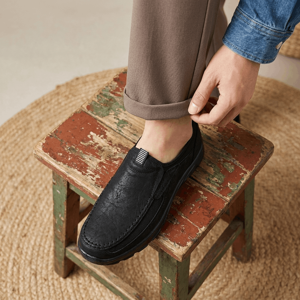 Bradley Leather Slip-On Loafers – Breathable Comfort Walking Shoes