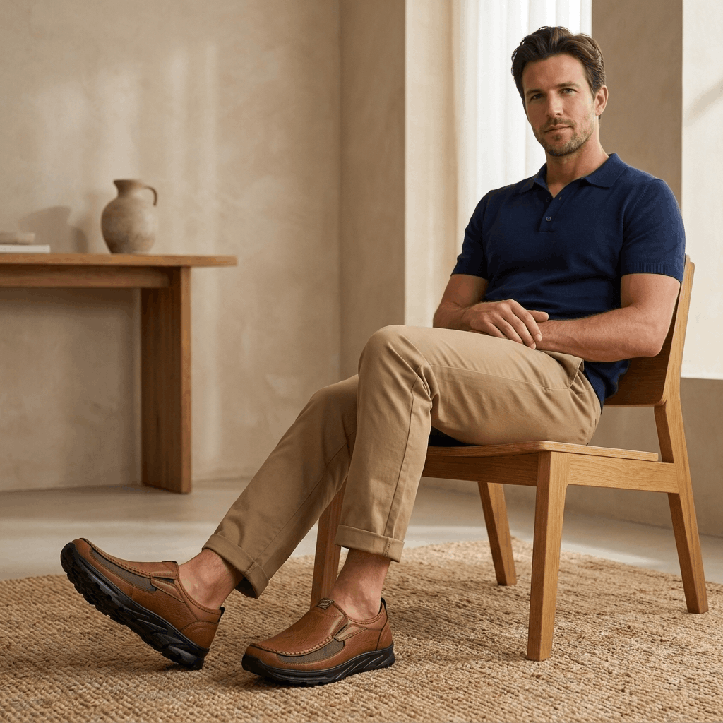 Bradley Leather Slip-On Loafers – Breathable Comfort Walking Shoes