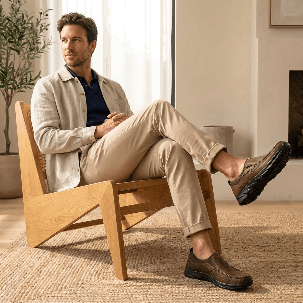 Bradley Leather Slip-On Loafers – Breathable Comfort Walking Shoes