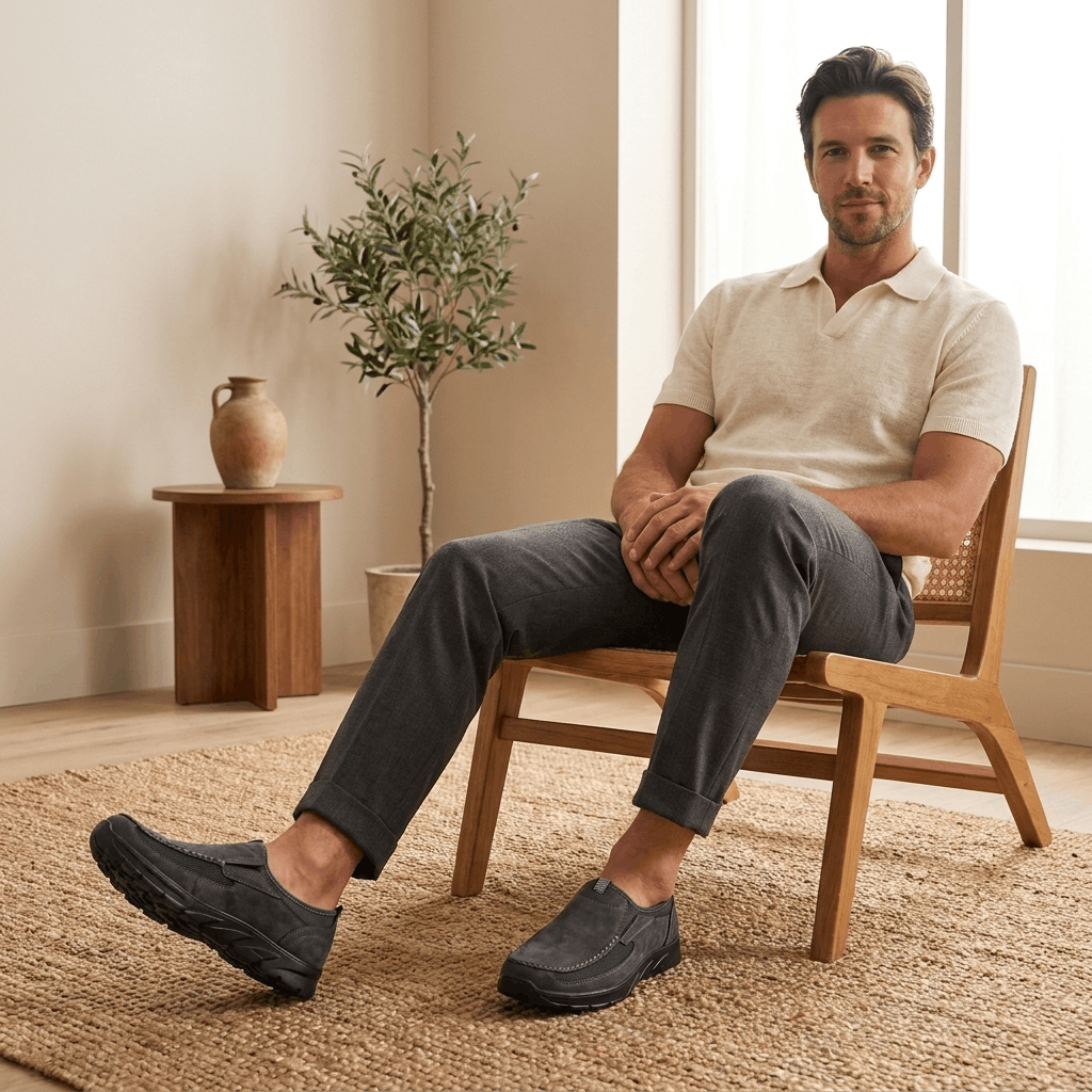 Bradley Leather Slip-On Loafers – Breathable Comfort Walking Shoes