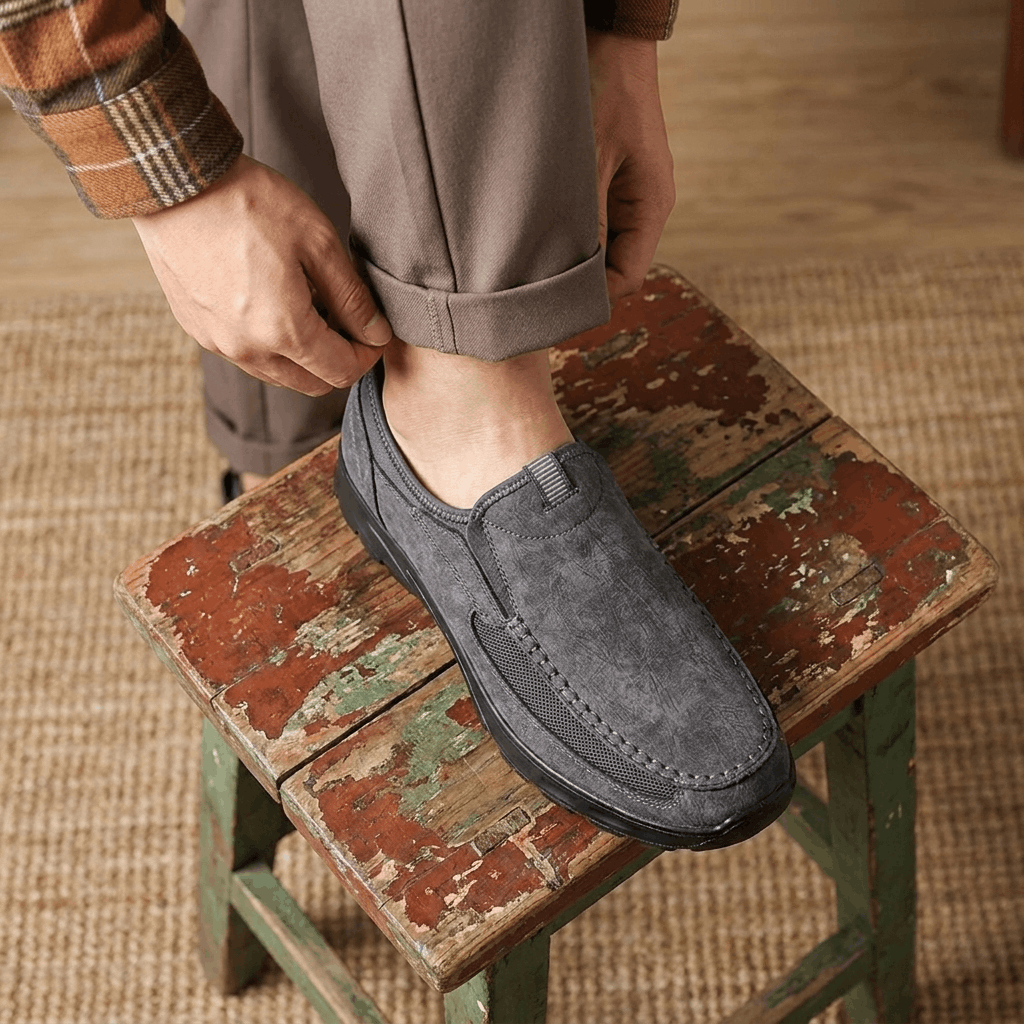 Bradley Leather Slip-On Loafers – Breathable Comfort Walking Shoes