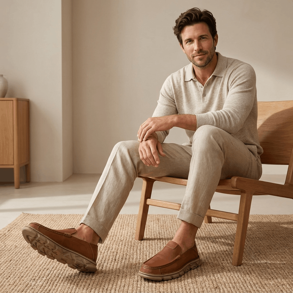 William Leather Slip-On Loafers – Cushioned  Comfort Casual Shoes
