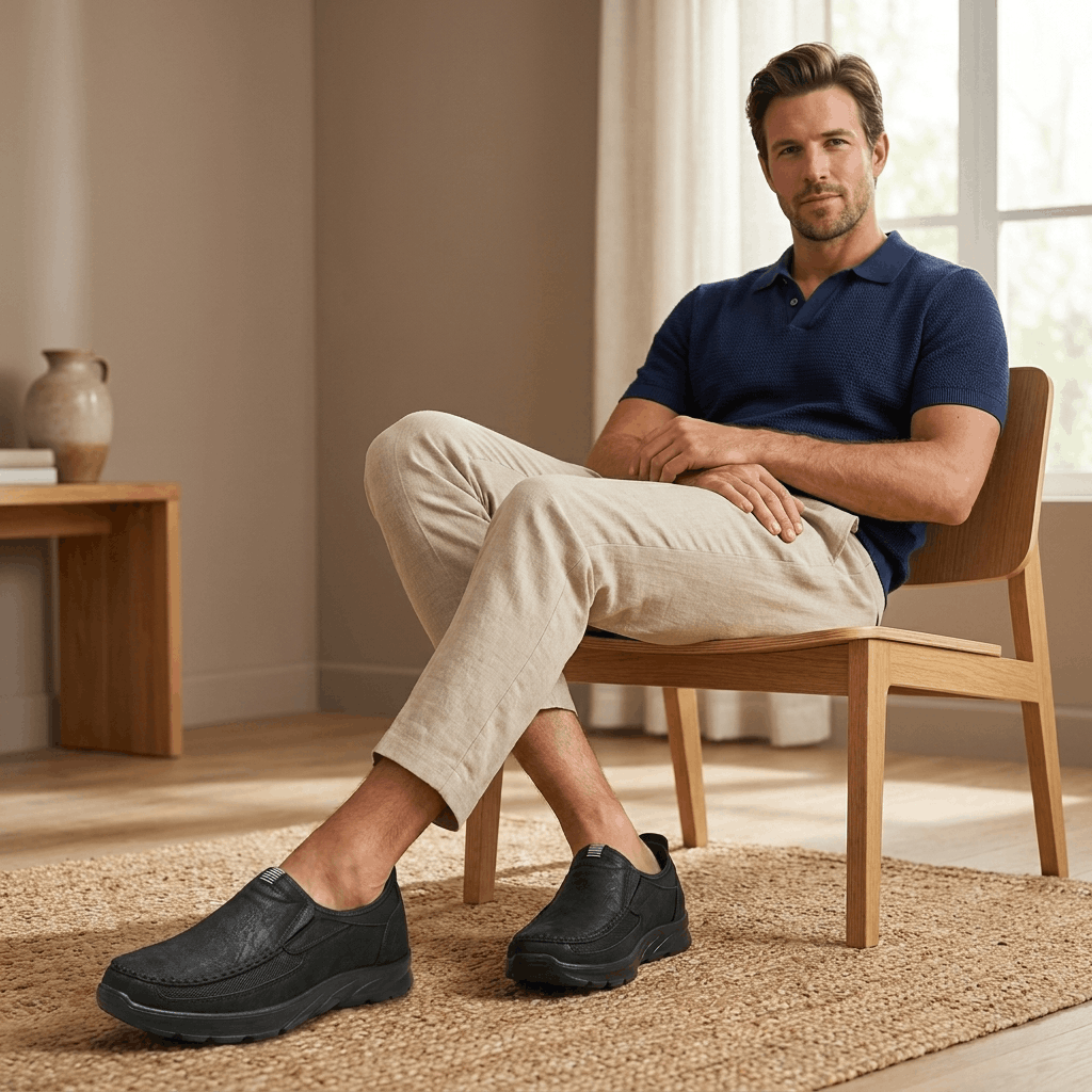 Bradley Leather Slip-On Loafers – Breathable Comfort Walking Shoes