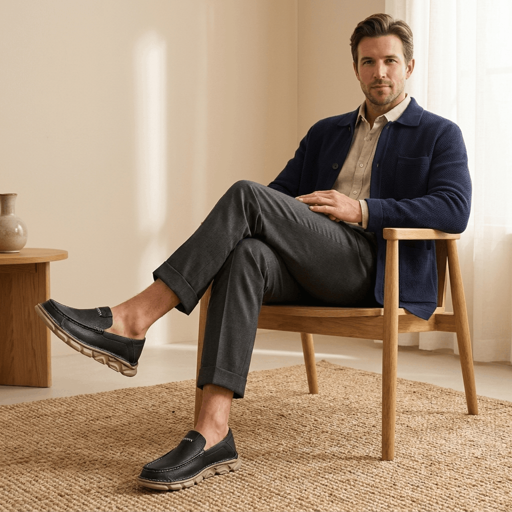 William Leather Slip-On Loafers – Cushioned  Comfort Casual Shoes