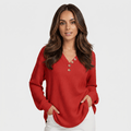 Aveline Waffle Knit Sweater – V-Neck Henley Pullover