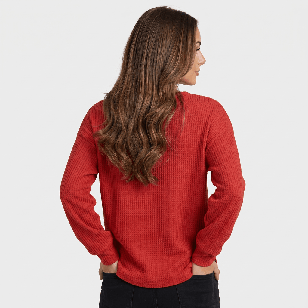 Aveline Waffle Knit Sweater – V-Neck Henley Pullover