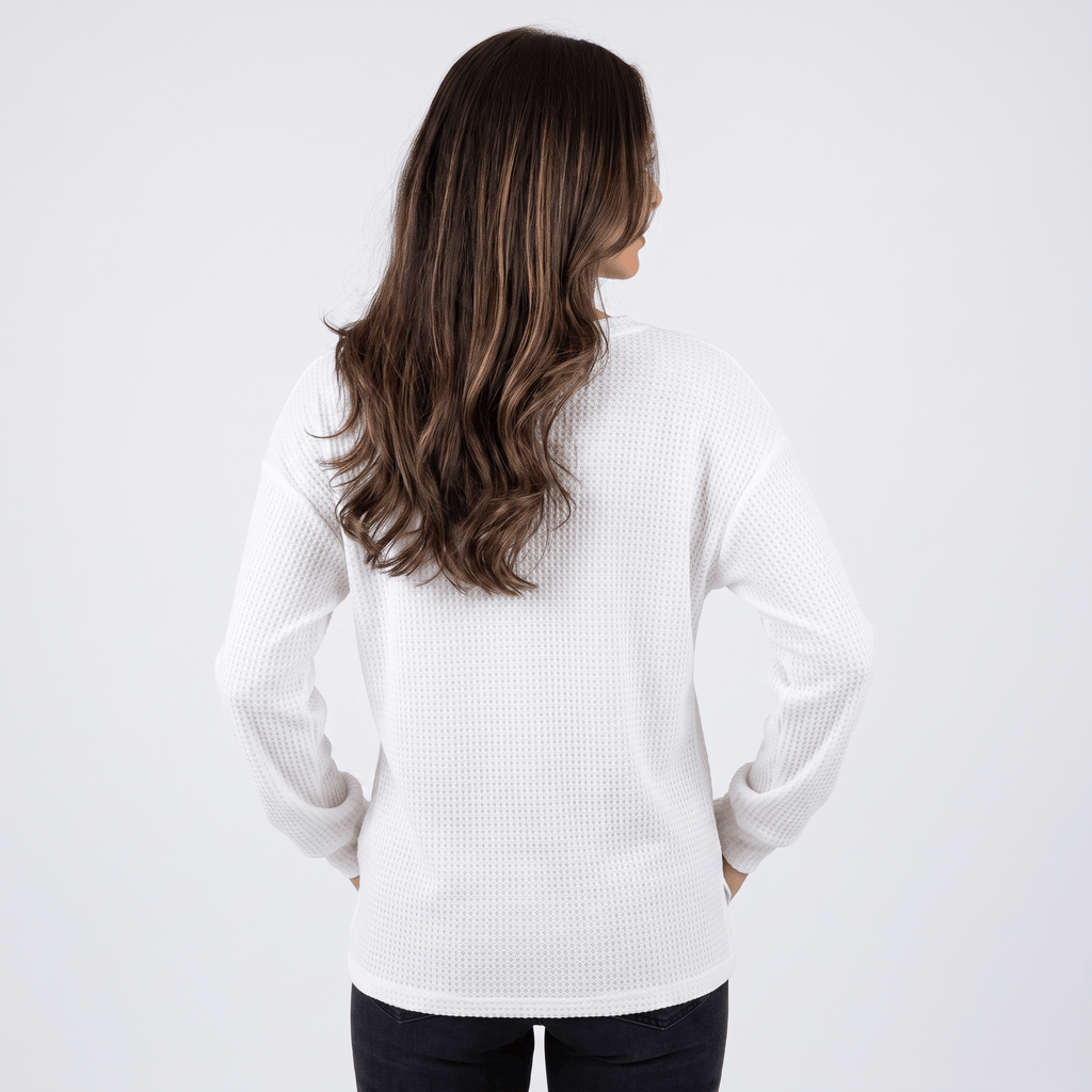 Aveline Waffle Knit Sweater – V-Neck Henley Pullover