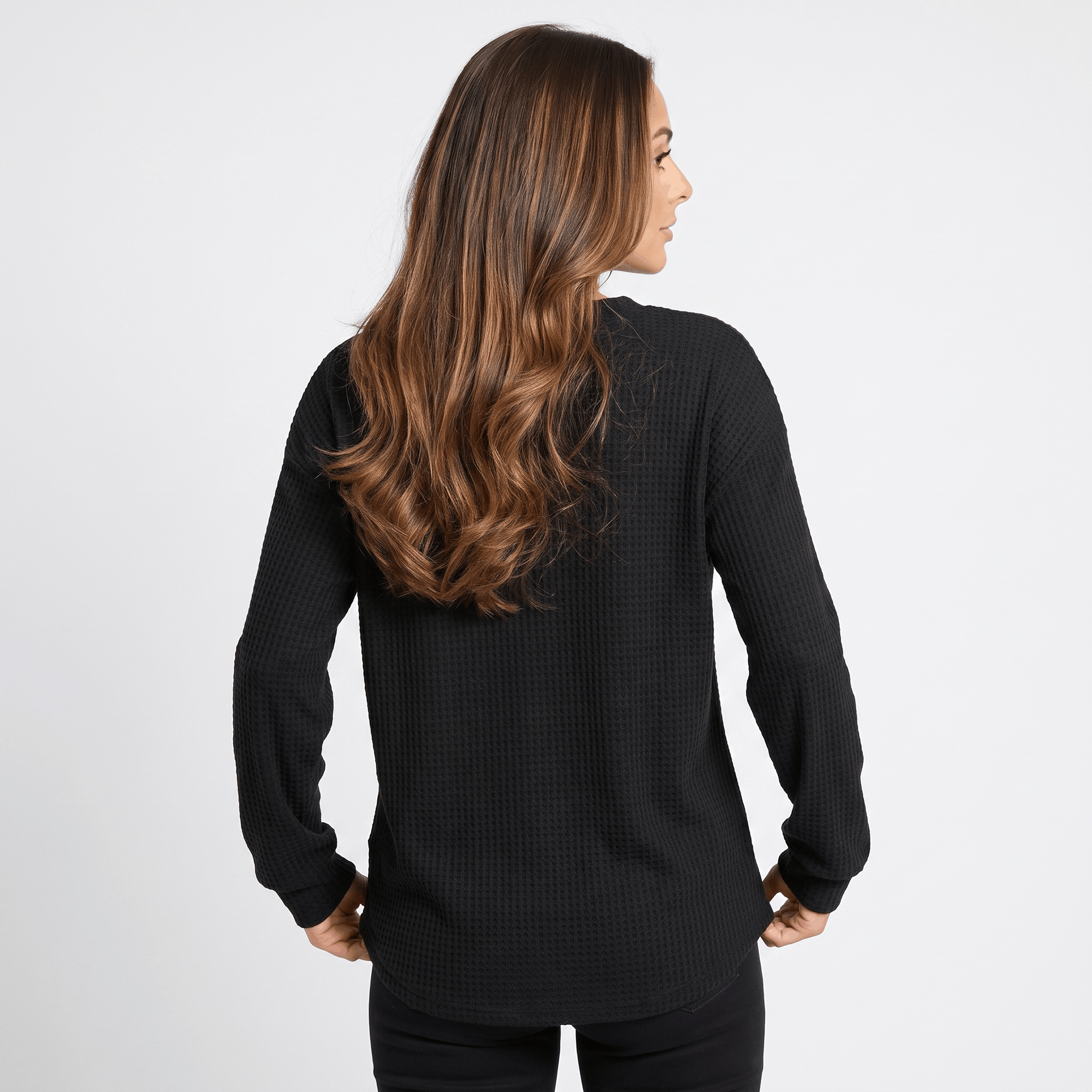 Aveline Waffle Knit Sweater – V-Neck Henley Pullover