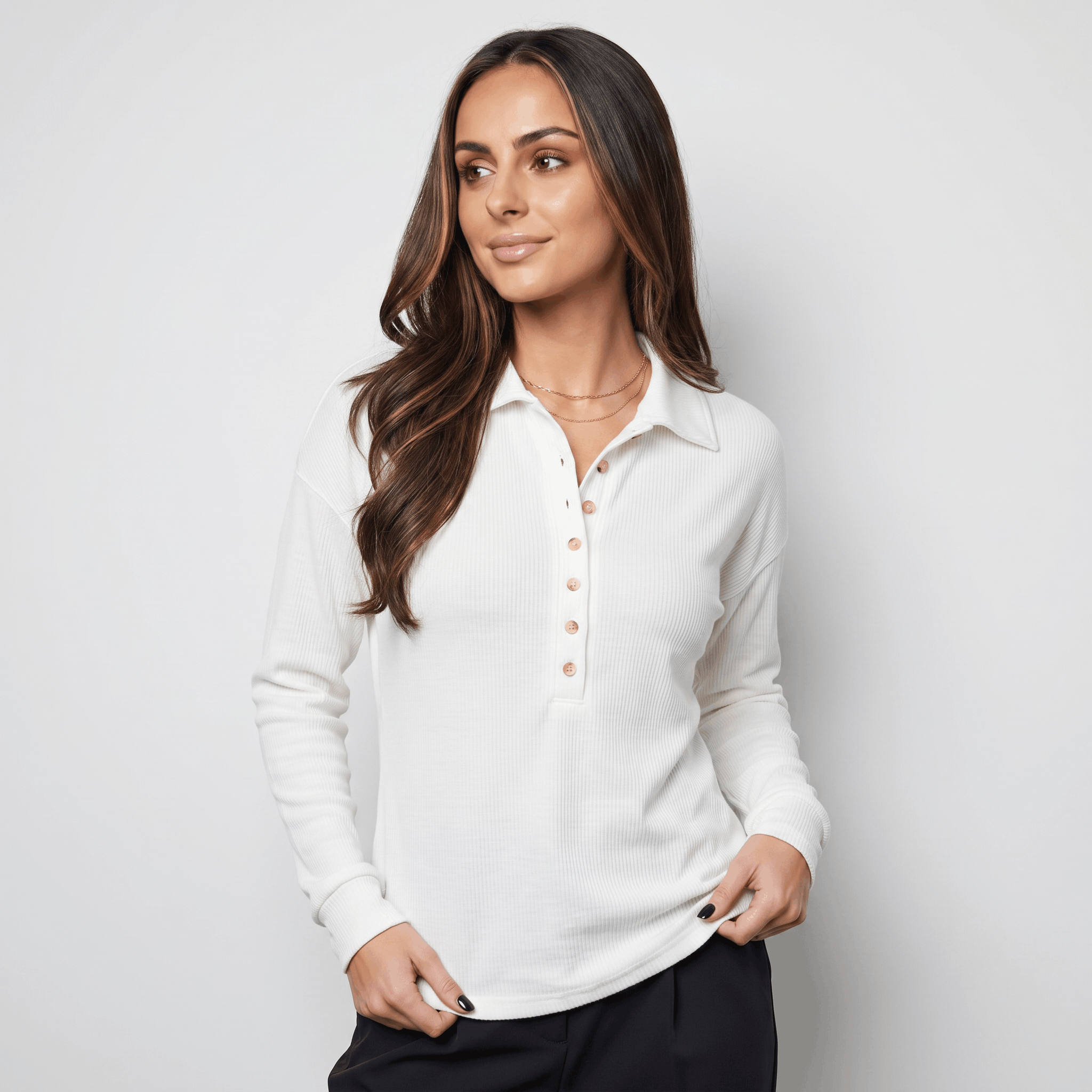 Chelsea Lightweight Long Sleeve Polo Shirt – Buttoned Collar Everyday Summer Top
