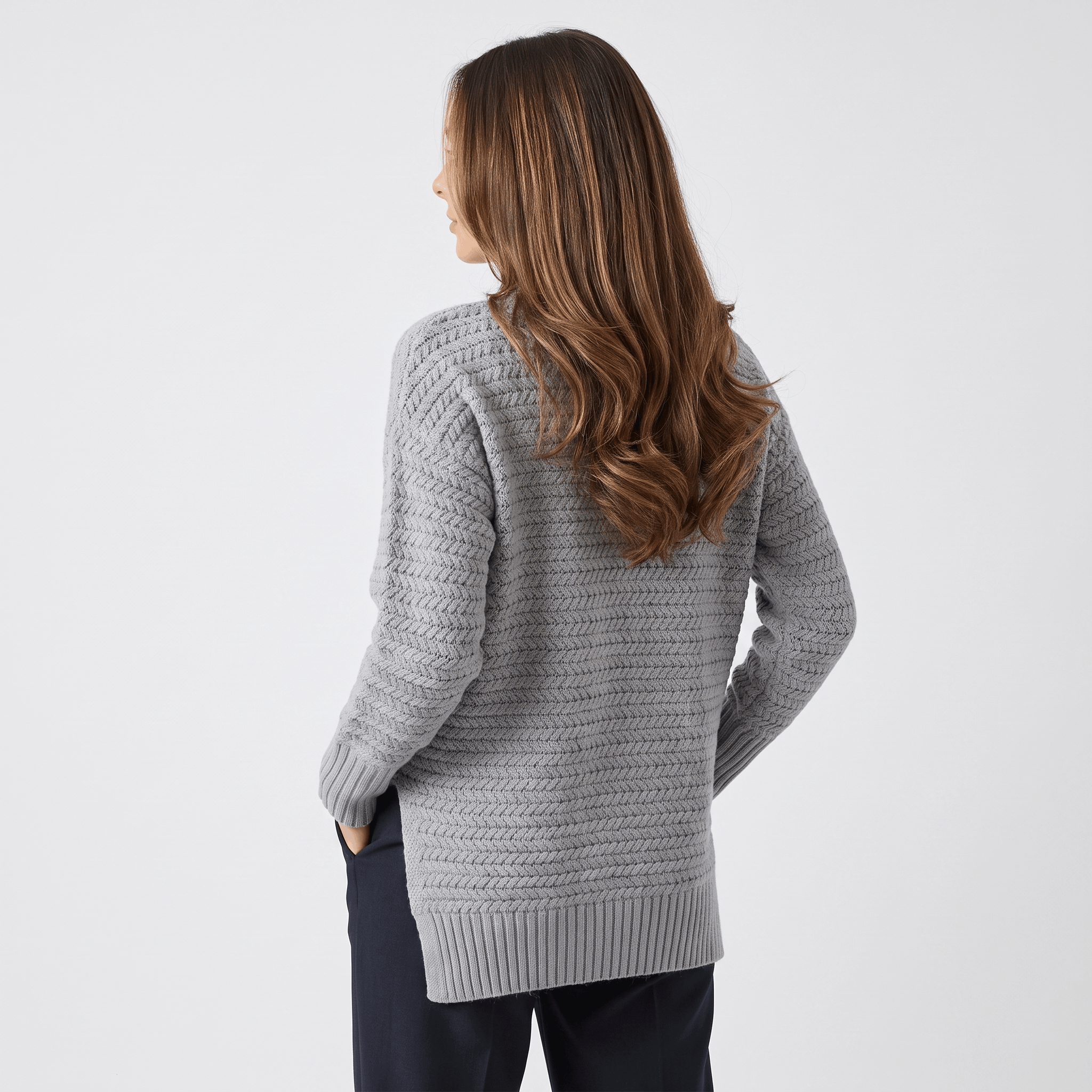 Seraphina Chunky Knit Sweater – Mock Neck Slit Pullover