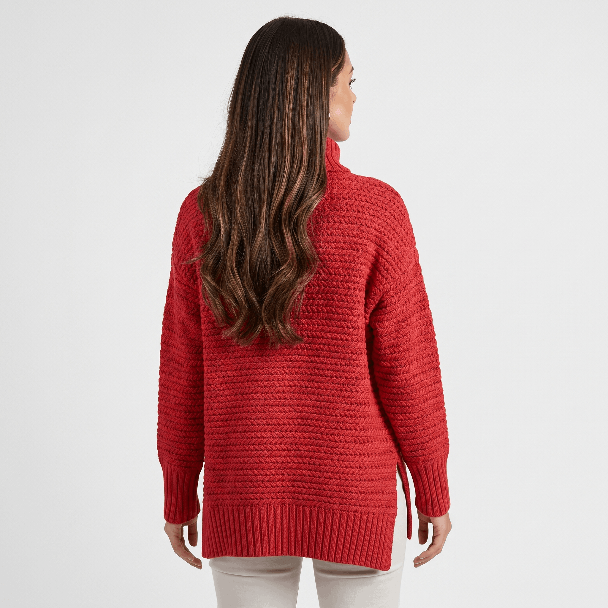 Seraphina Chunky Knit Sweater – Mock Neck Slit Pullover