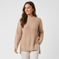 Seraphina Chunky Knit Sweater – Mock Neck Slit Pullover