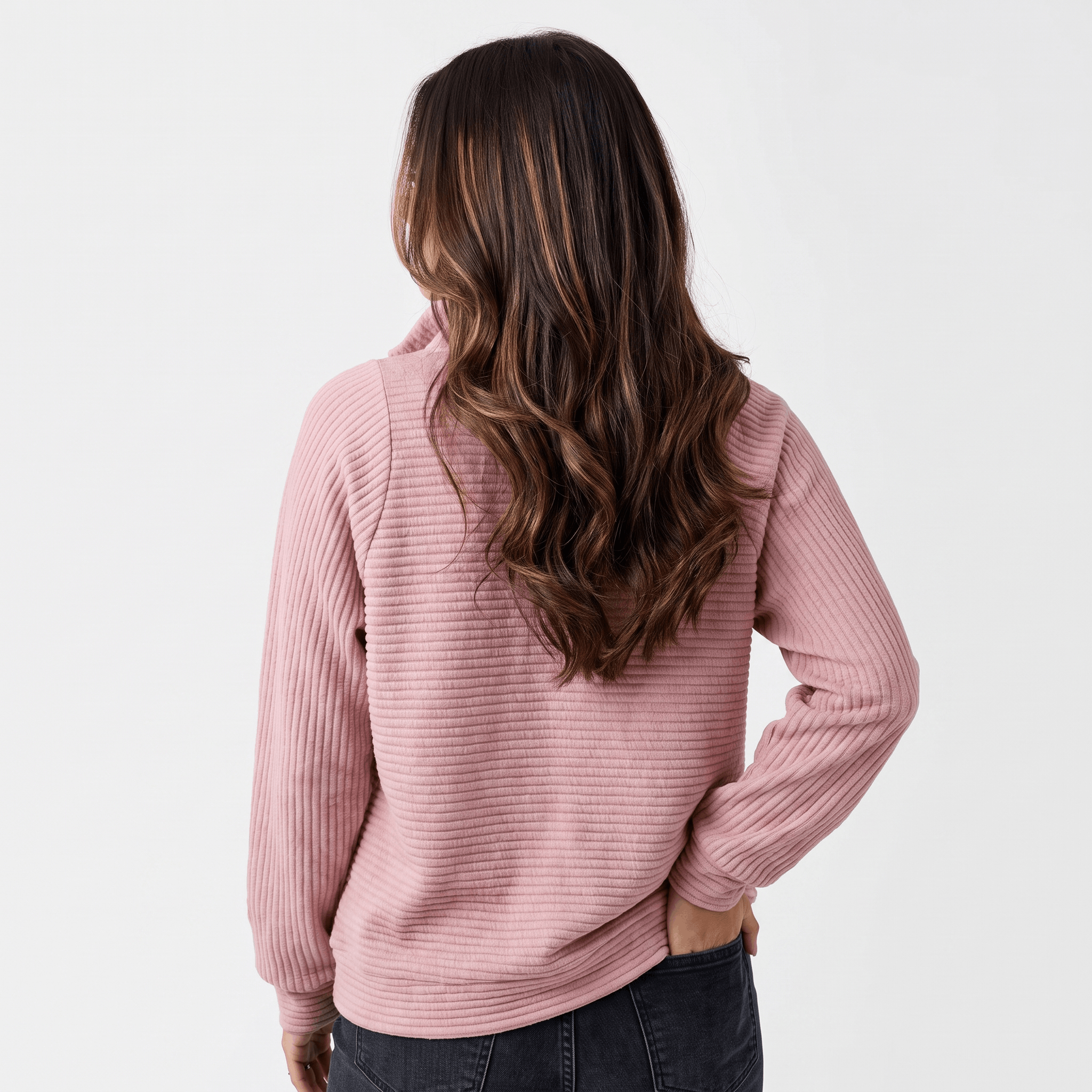 Vivienne Ribbed Knit Sweater – Quarter-Zip Stand Collar Pullover