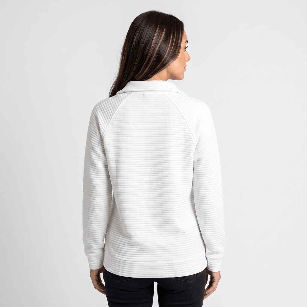 Vivienne Ribbed Knit Sweater – Quarter-Zip Stand Collar Pullover