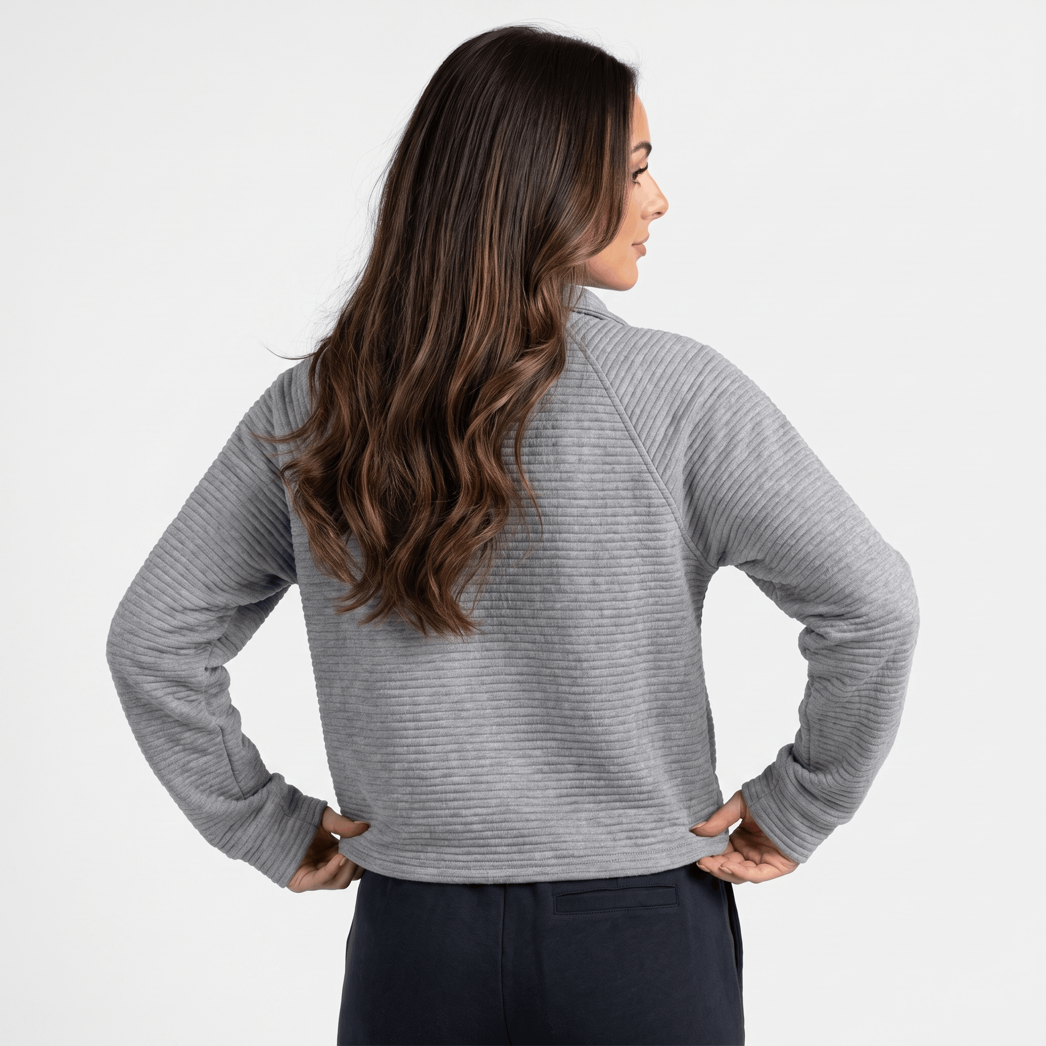 Vivienne Ribbed Knit Sweater – Quarter-Zip Stand Collar Pullover