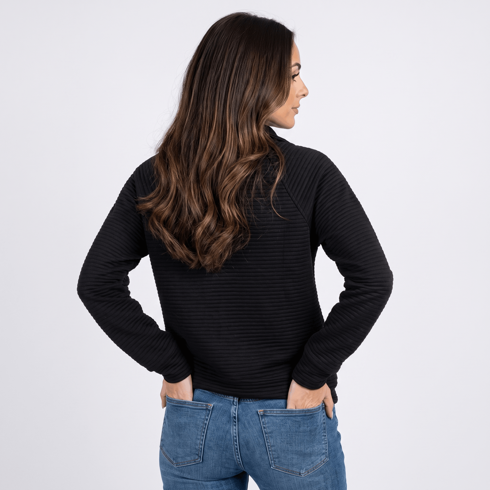 Vivienne Ribbed Knit Sweater – Quarter-Zip Stand Collar Pullover