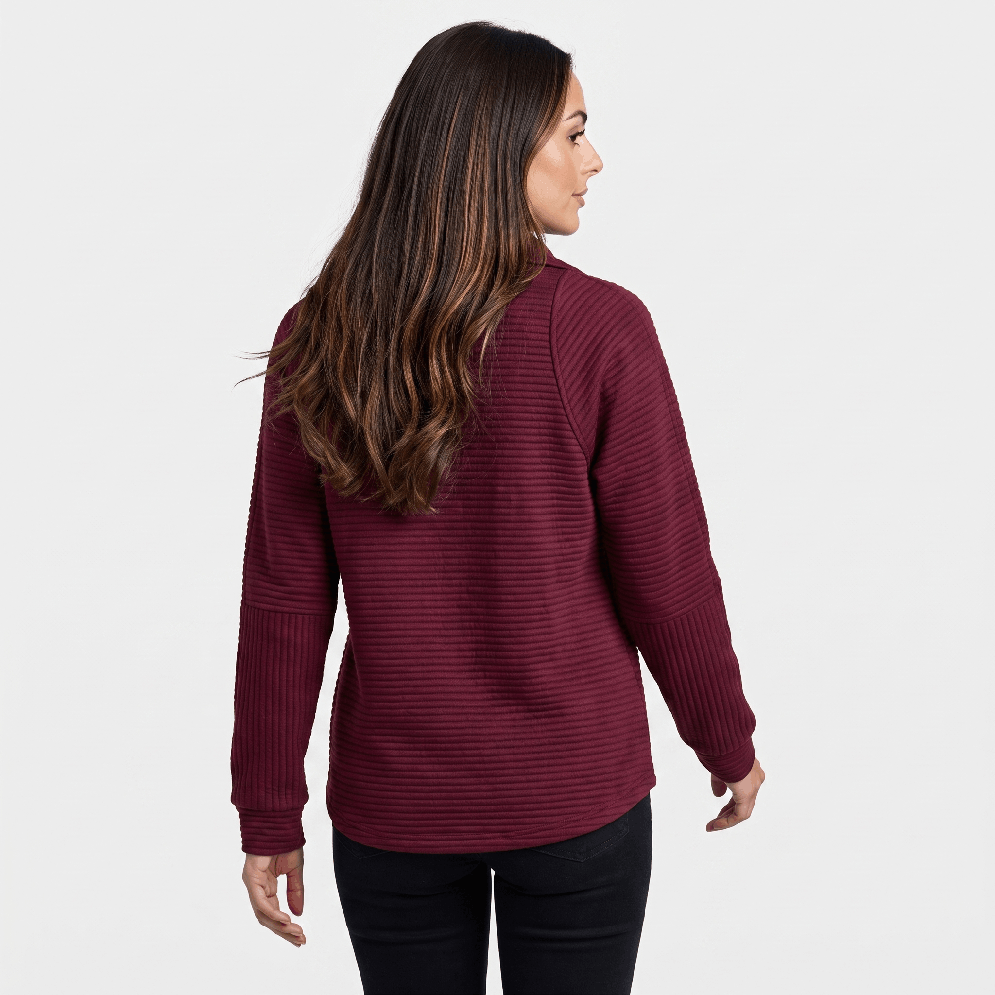 Vivienne Ribbed Knit Sweater – Quarter-Zip Stand Collar Pullover