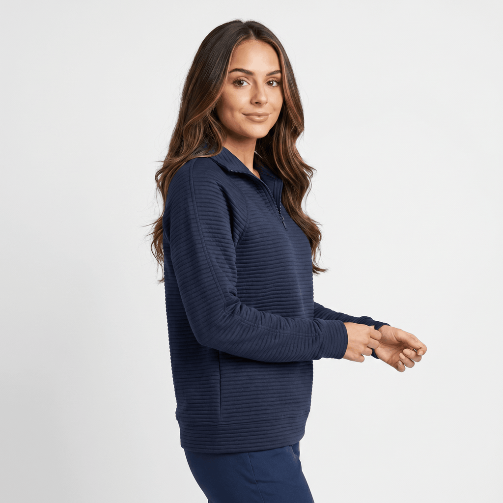 Vivienne Ribbed Knit Sweater – Quarter-Zip Stand Collar Pullover