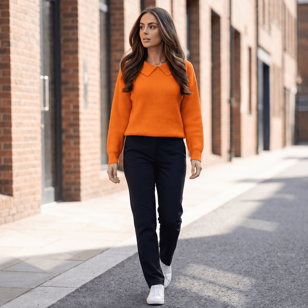 Odette Collared Knit Sweater – Soft Relaxed Pullover Top