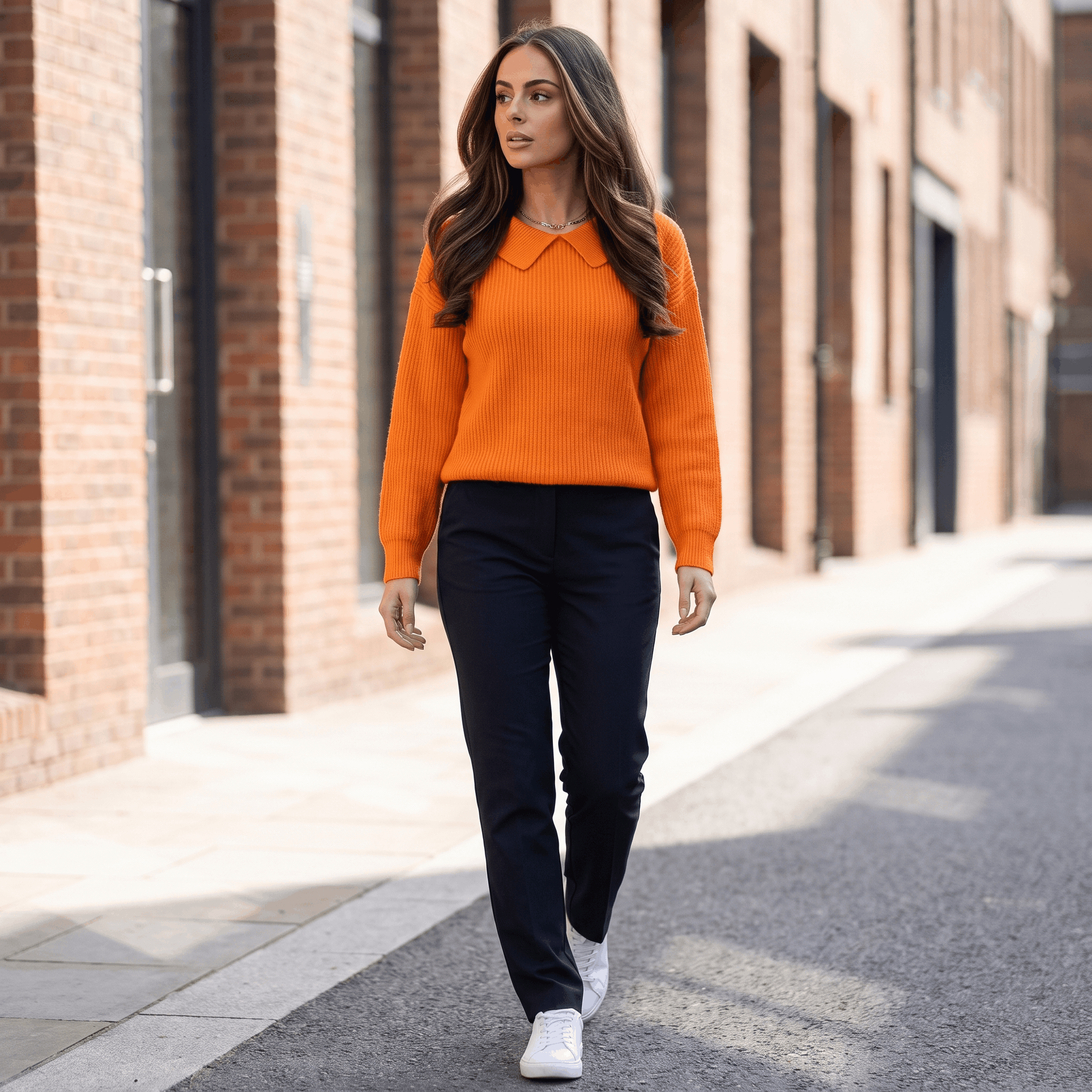 Odette Collared Knit Sweater – Soft Relaxed Pullover Top