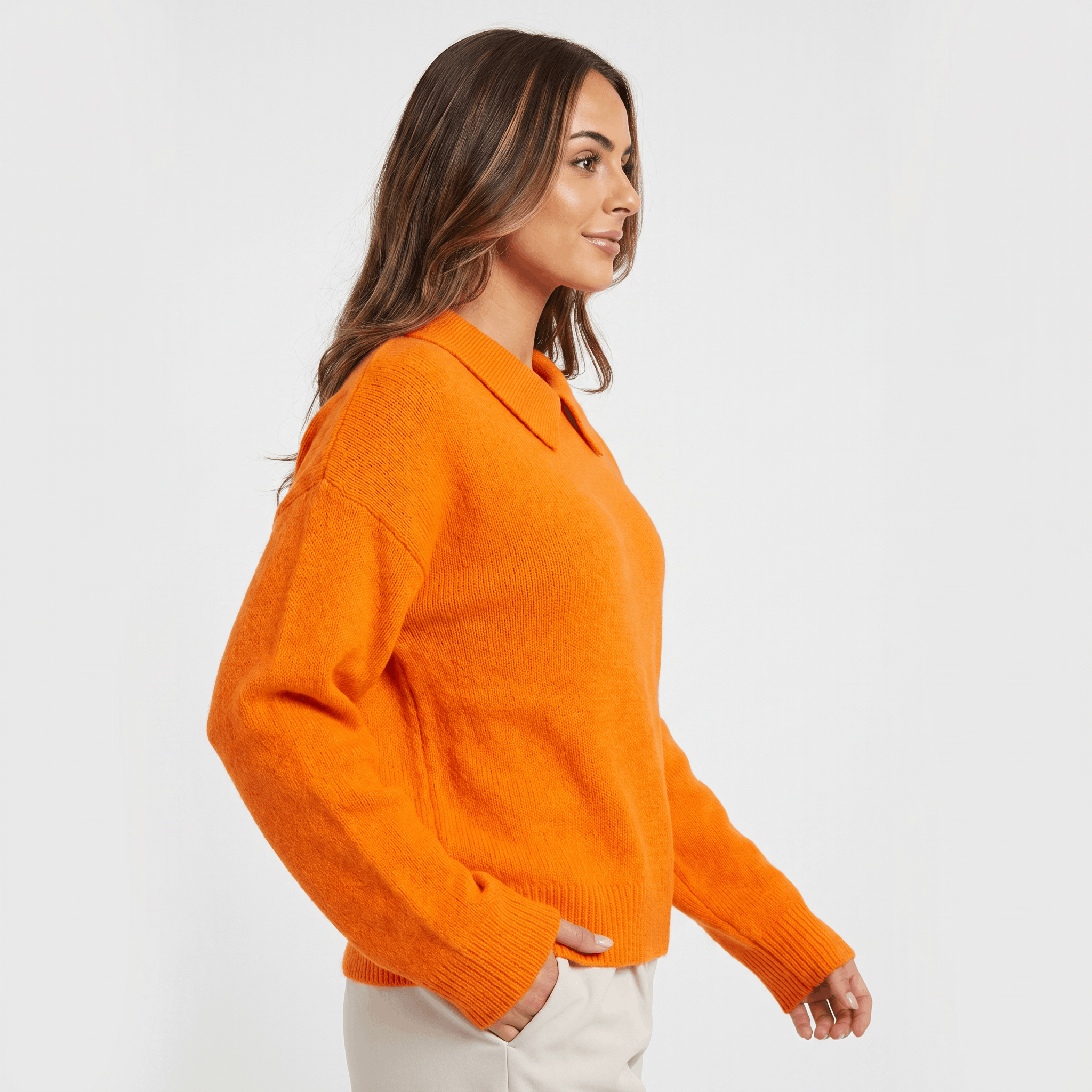 Odette Collared Knit Sweater – Soft Relaxed Pullover Top