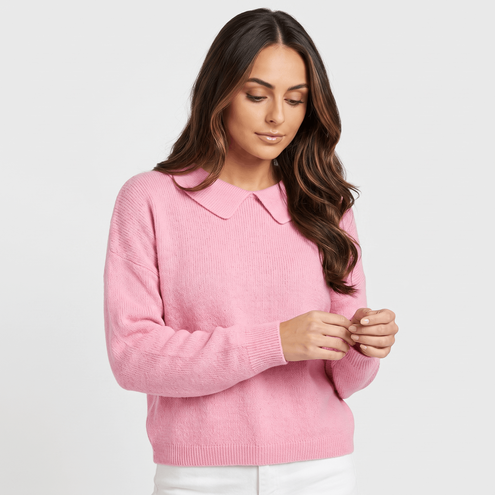 Odette Collared Knit Sweater – Soft Relaxed Pullover Top