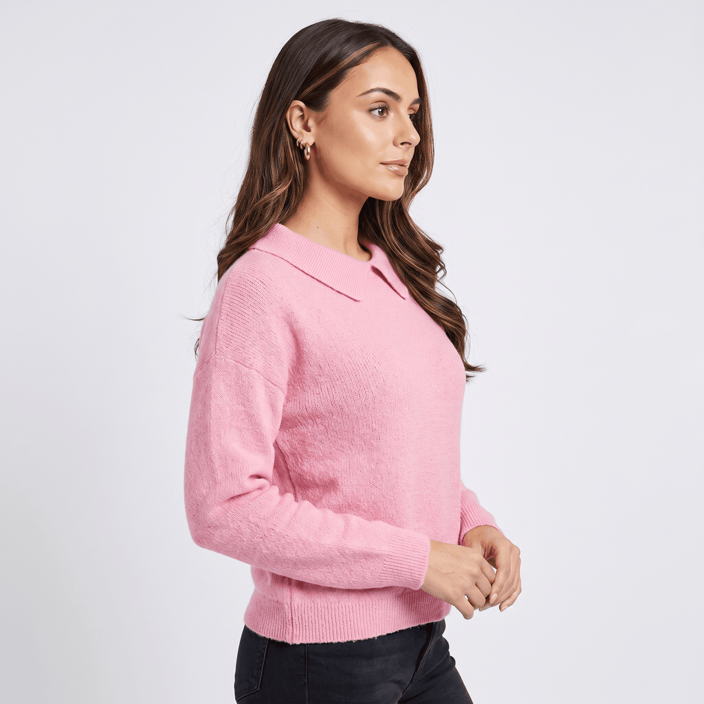 Odette Collared Knit Sweater – Soft Relaxed Pullover Top