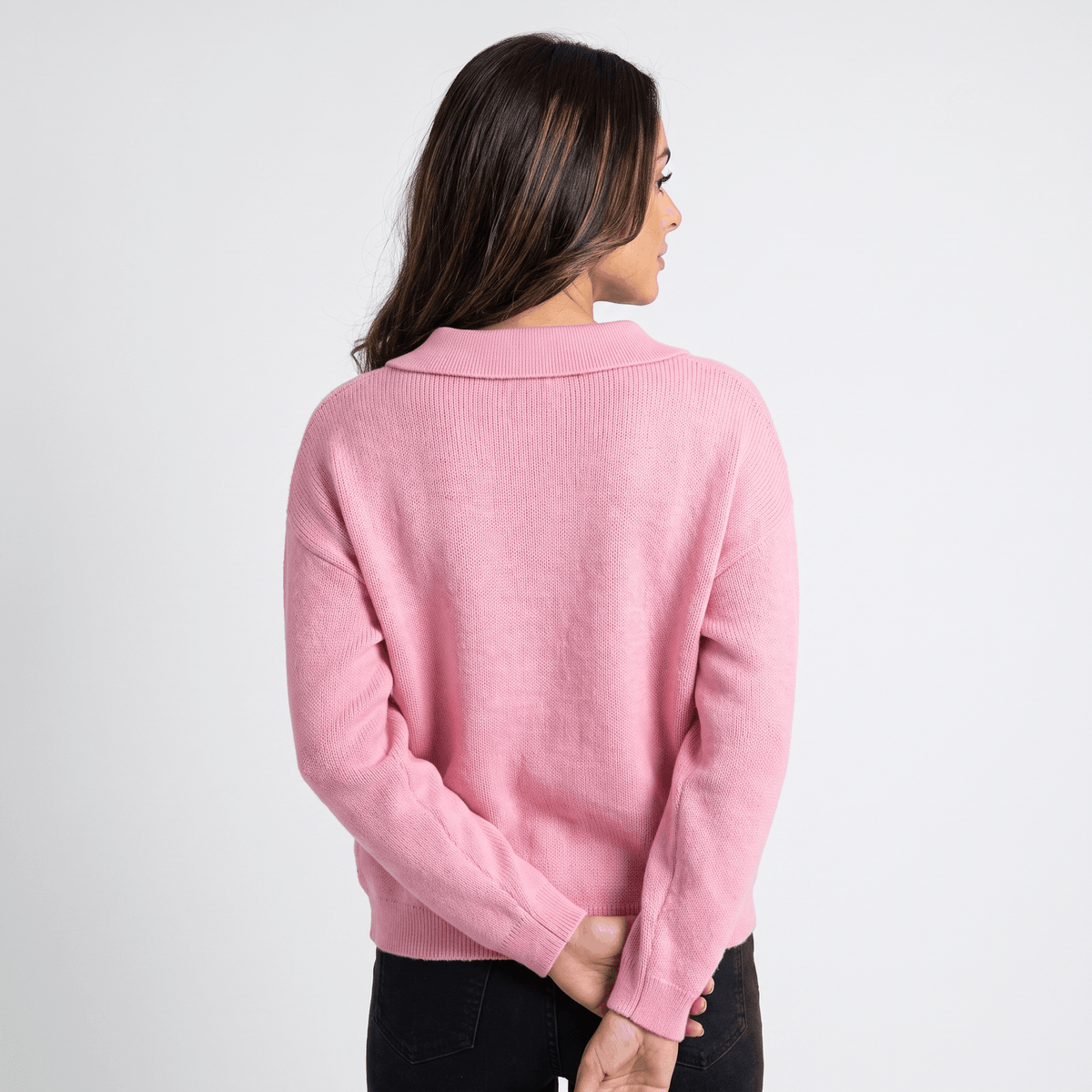 Odette Collared Knit Sweater – Soft Relaxed Pullover Top