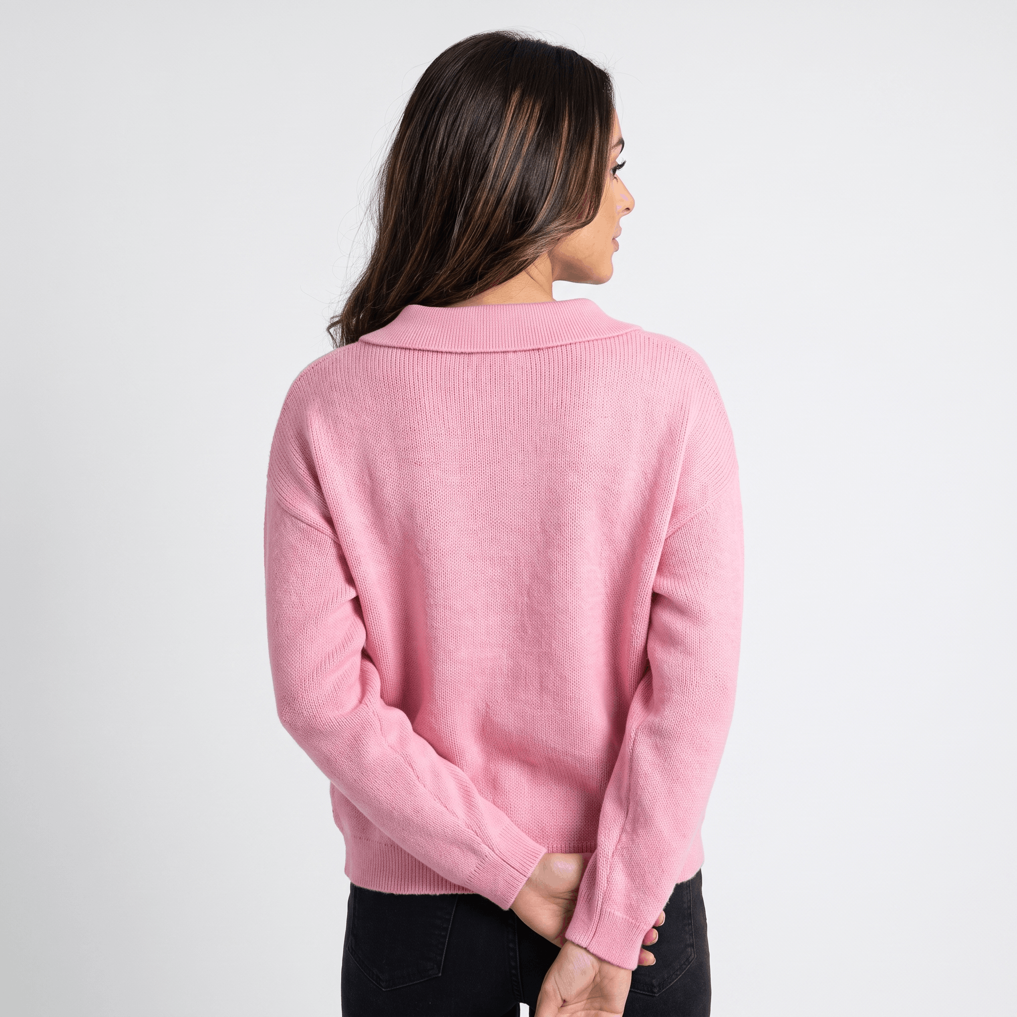 Odette Collared Knit Sweater – Soft Relaxed Pullover Top