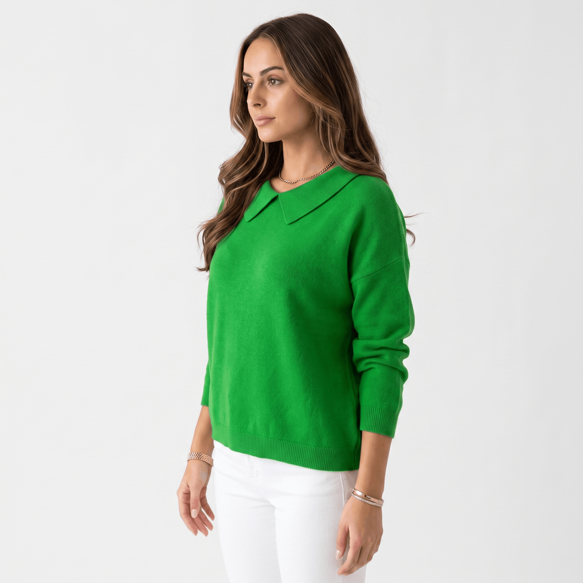 Odette Collared Knit Sweater – Soft Relaxed Pullover Top