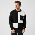 Kenneth Ribbed Knit Sweater – Geometric Color Block Pullover