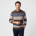 Philippe Wool Blend Sweater – Jacquard Stripe Crew Neck Pullover