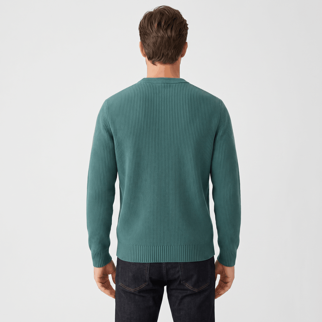 Kenneth Ribbed Knit Sweater – Geometric Color Block Pullover