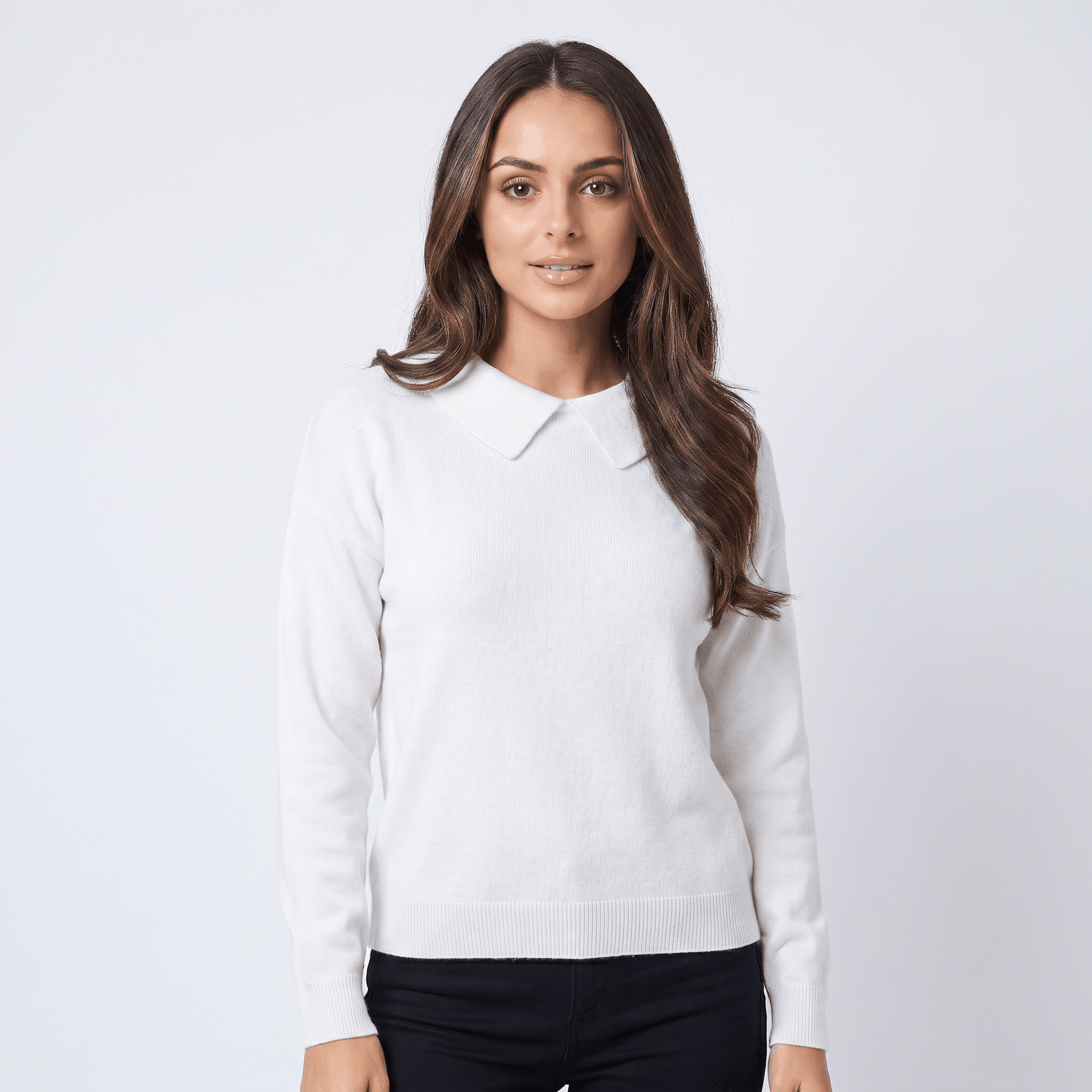Odette Collared Knit Sweater – Soft Relaxed Pullover Top