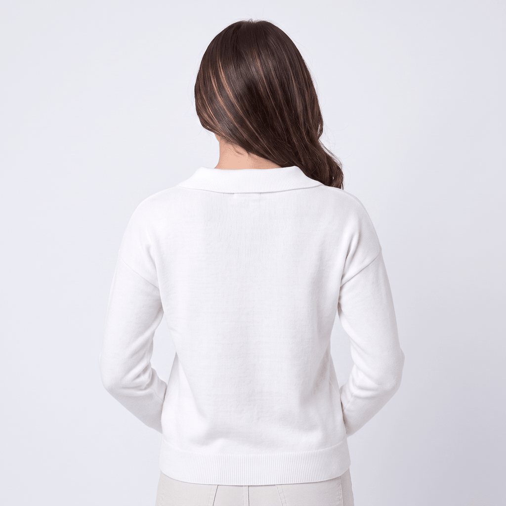 Odette Collared Knit Sweater – Soft Relaxed Pullover Top