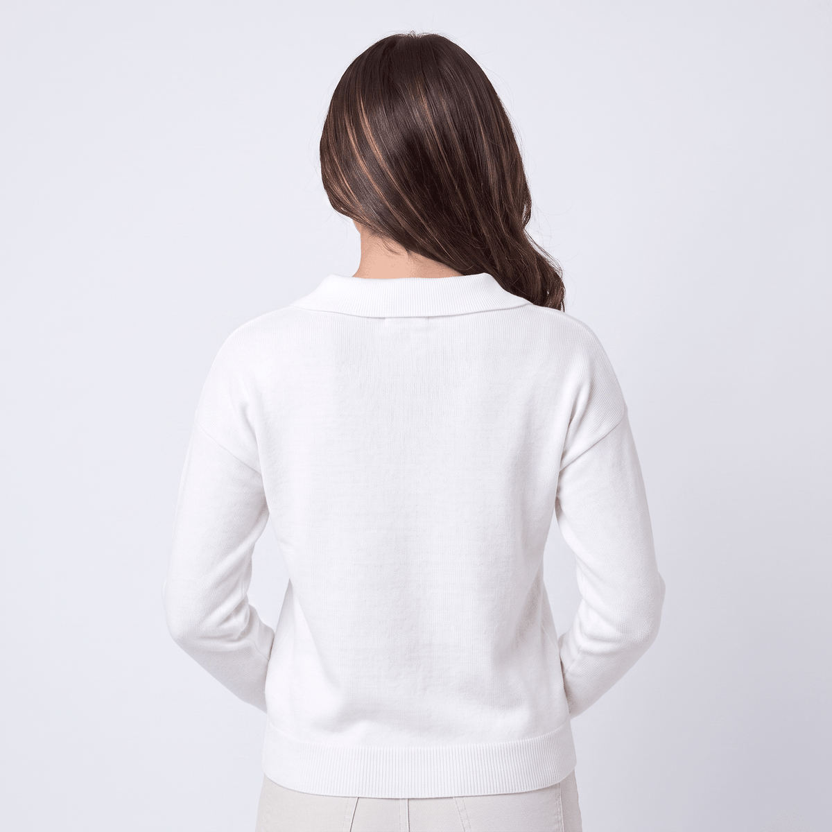 Odette Collared Knit Sweater – Soft Relaxed Pullover Top