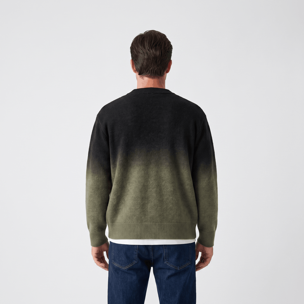 Emerson Ombre Knit Cardigan – Gradient Crew Neck Button Front