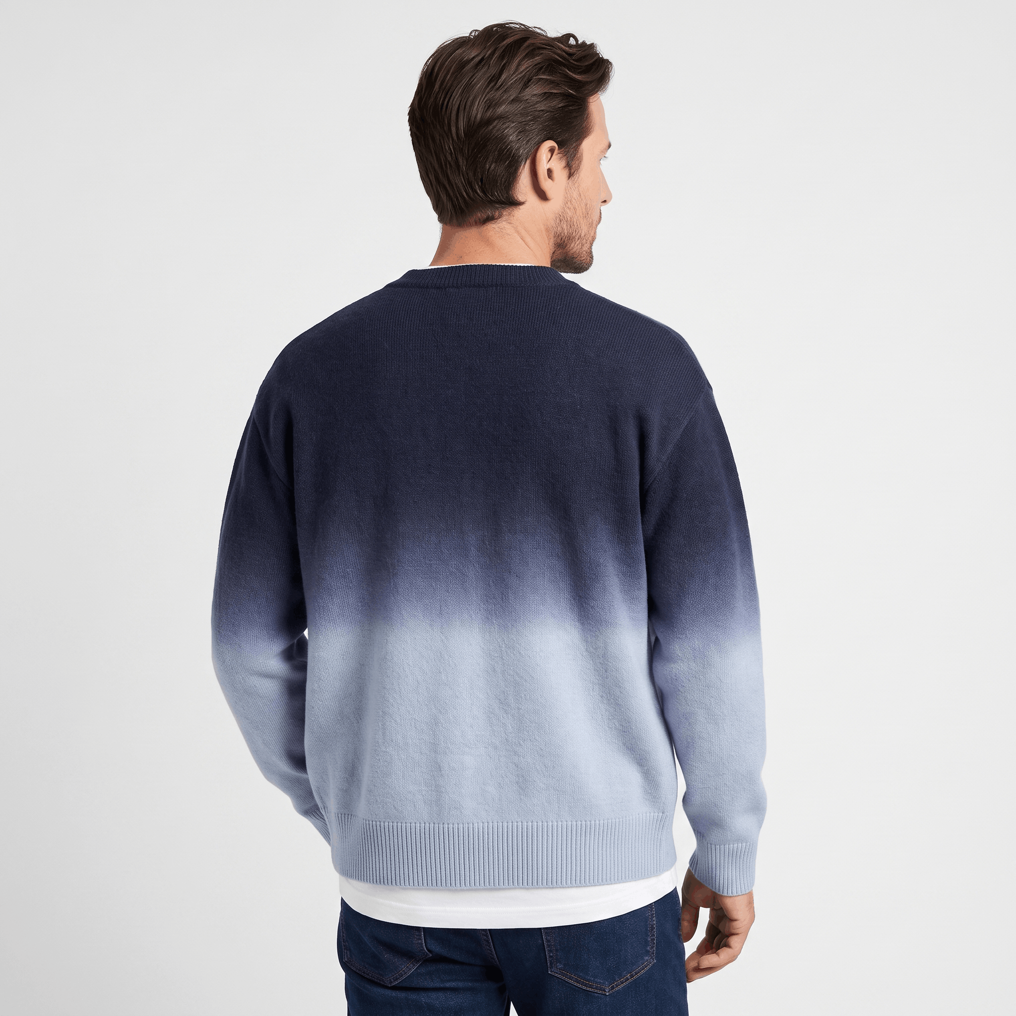 Emerson Ombre Knit Cardigan – Gradient Crew Neck Button Front