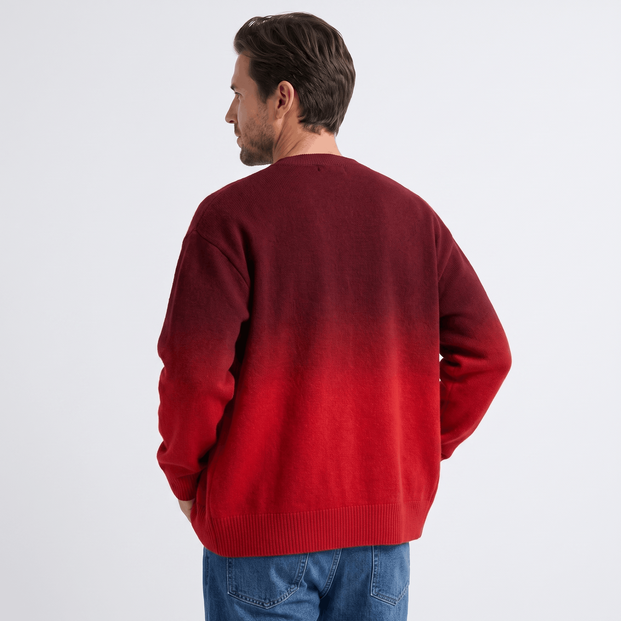 Emerson Ombre Knit Cardigan – Gradient Crew Neck Button Front