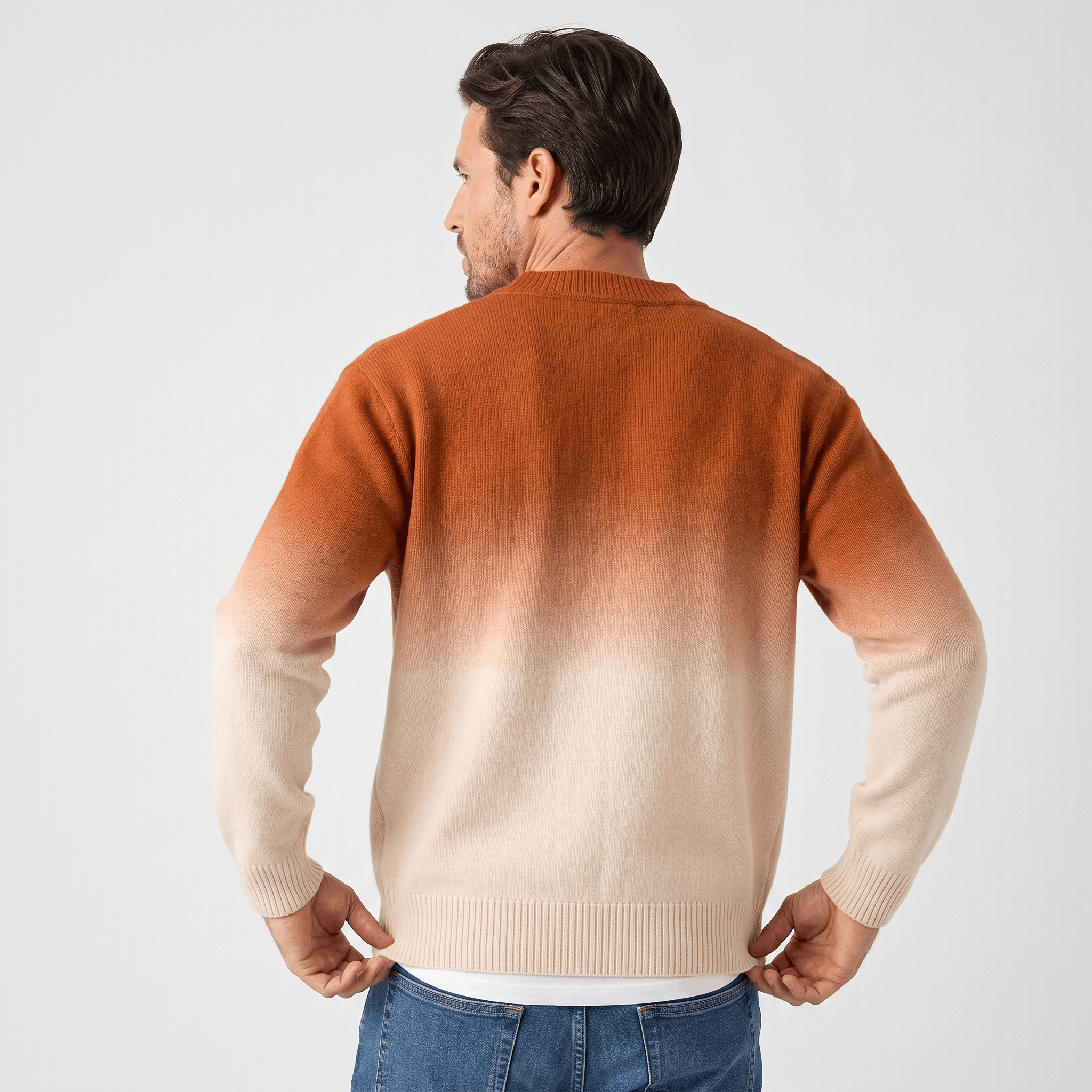 Emerson Ombre Knit Cardigan – Gradient Crew Neck Button Front