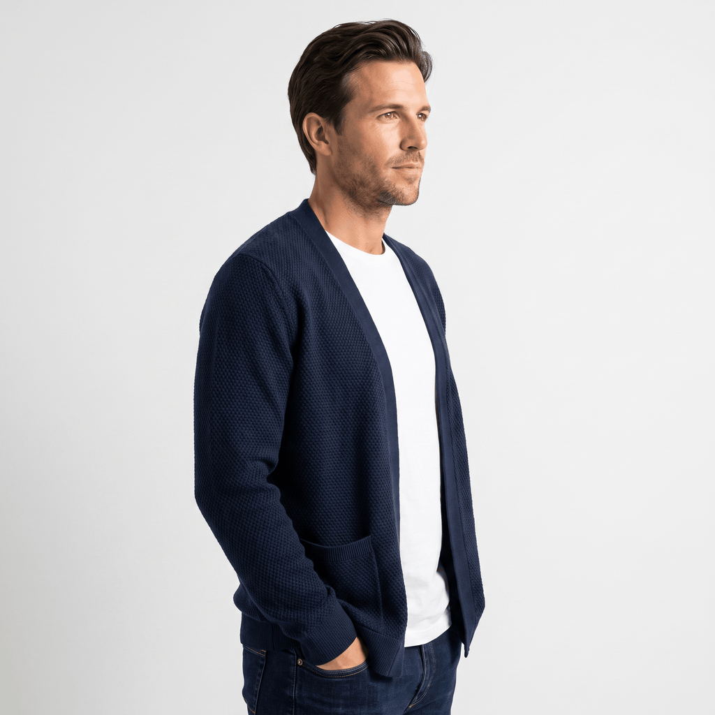 Nicolas Textured Knit Cardigan – Open Front Pocket Knitwear