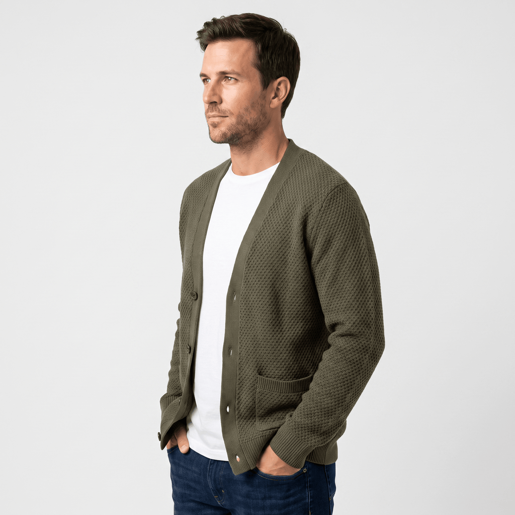 Nicolas Textured Knit Cardigan – Open Front Pocket Knitwear