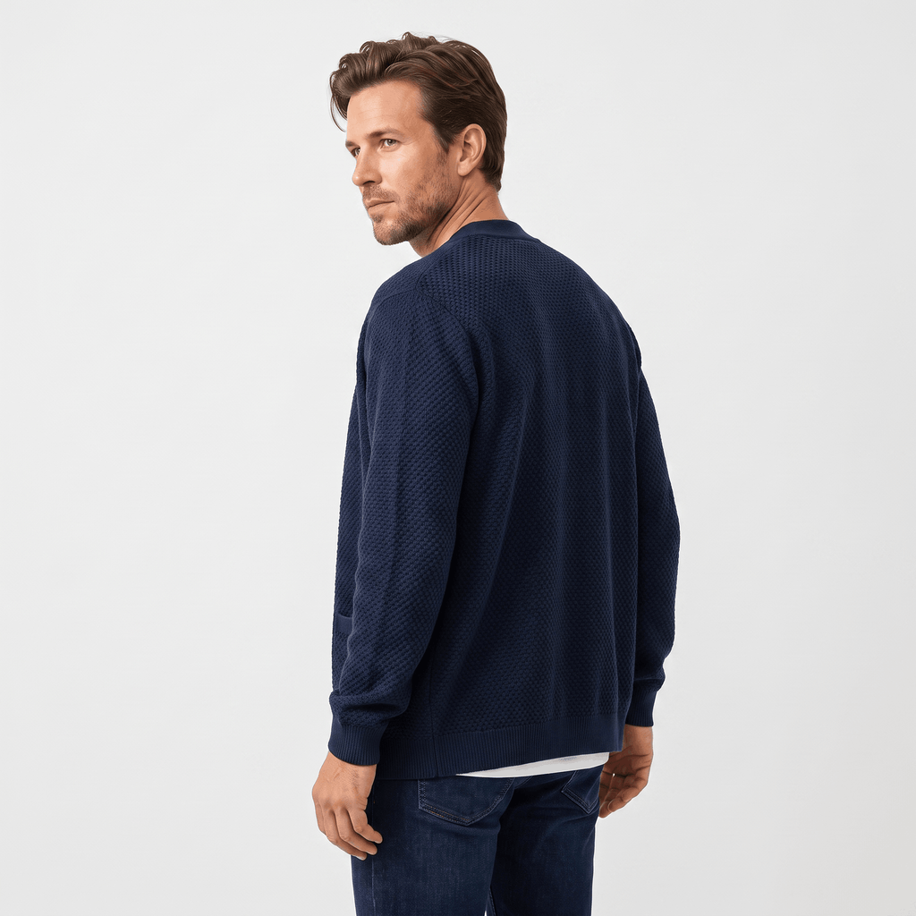 Nicolas Textured Knit Cardigan – Open Front Pocket Knitwear