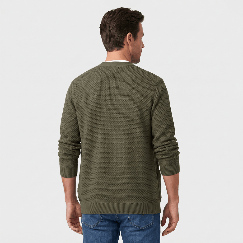 Nicolas Textured Knit Cardigan – Open Front Pocket Knitwear