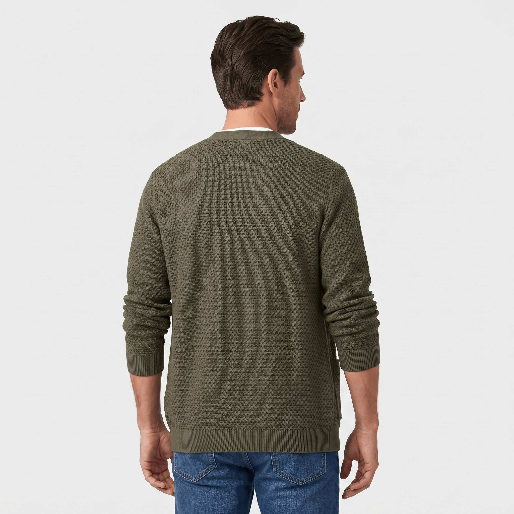 Nicolas Textured Knit Cardigan – Open Front Pocket Knitwear