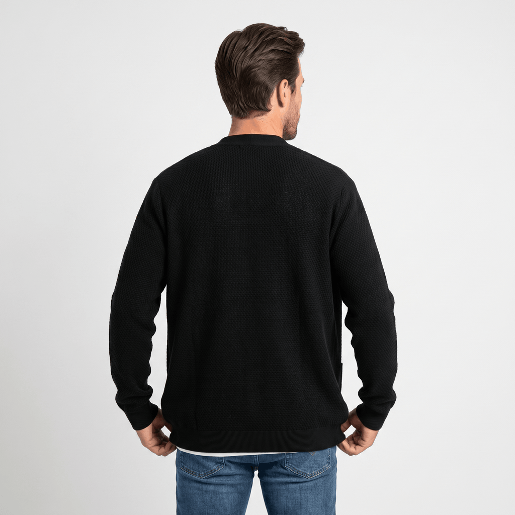 Nicolas Textured Knit Cardigan – Open Front Pocket Knitwear