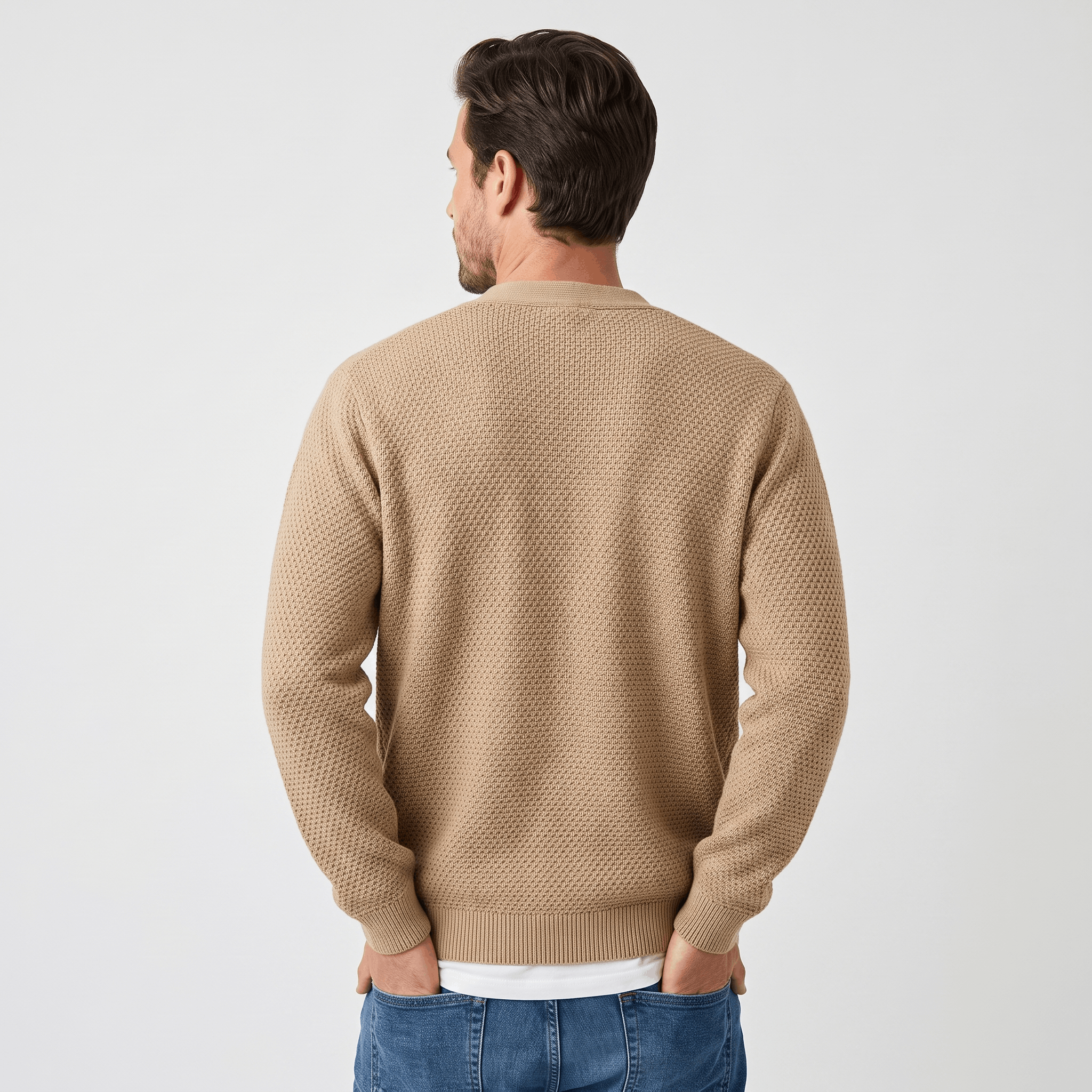 Nicolas Textured Knit Cardigan – Open Front Pocket Knitwear
