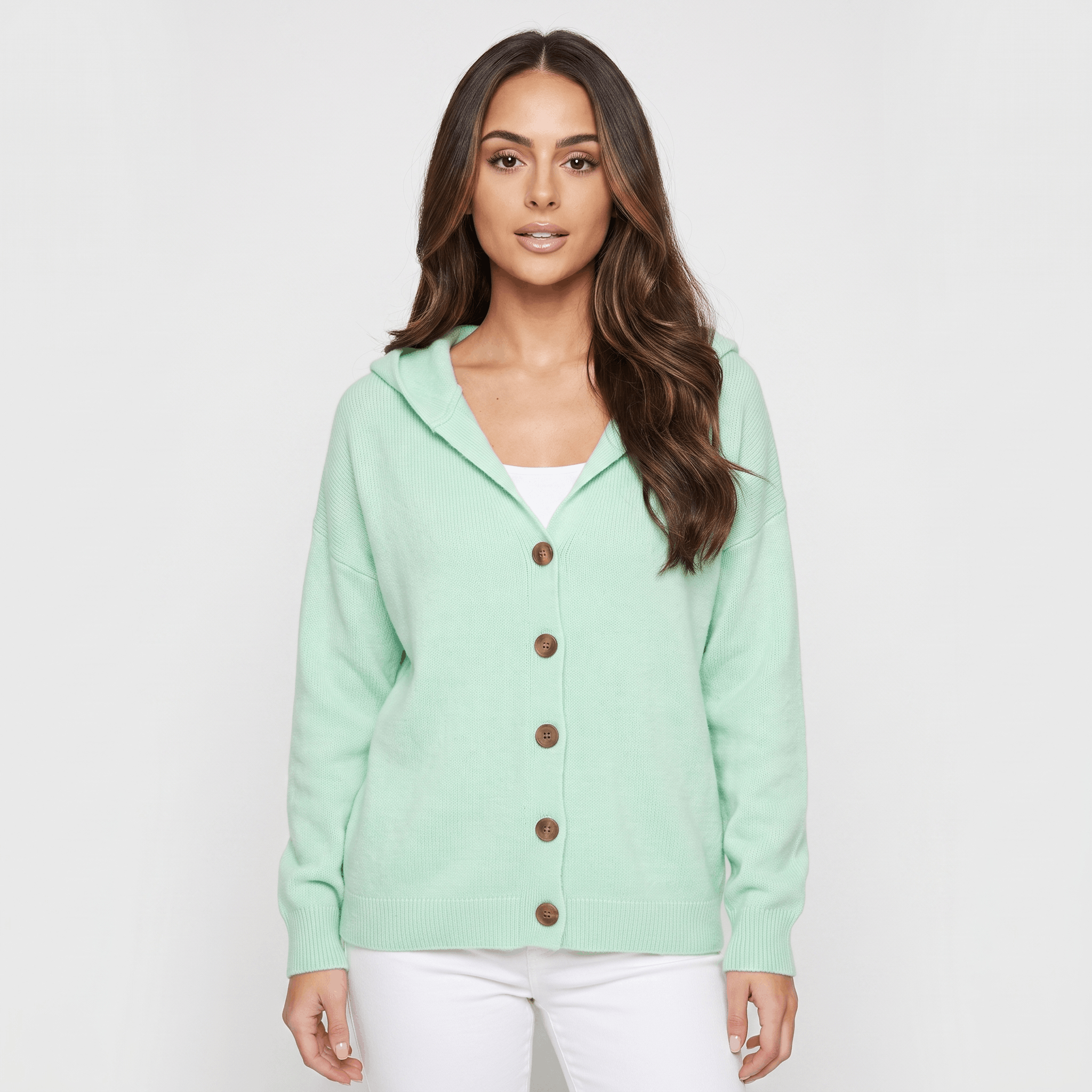 Grace Hooded Knit Cardigan – Button Front Cozy Layer