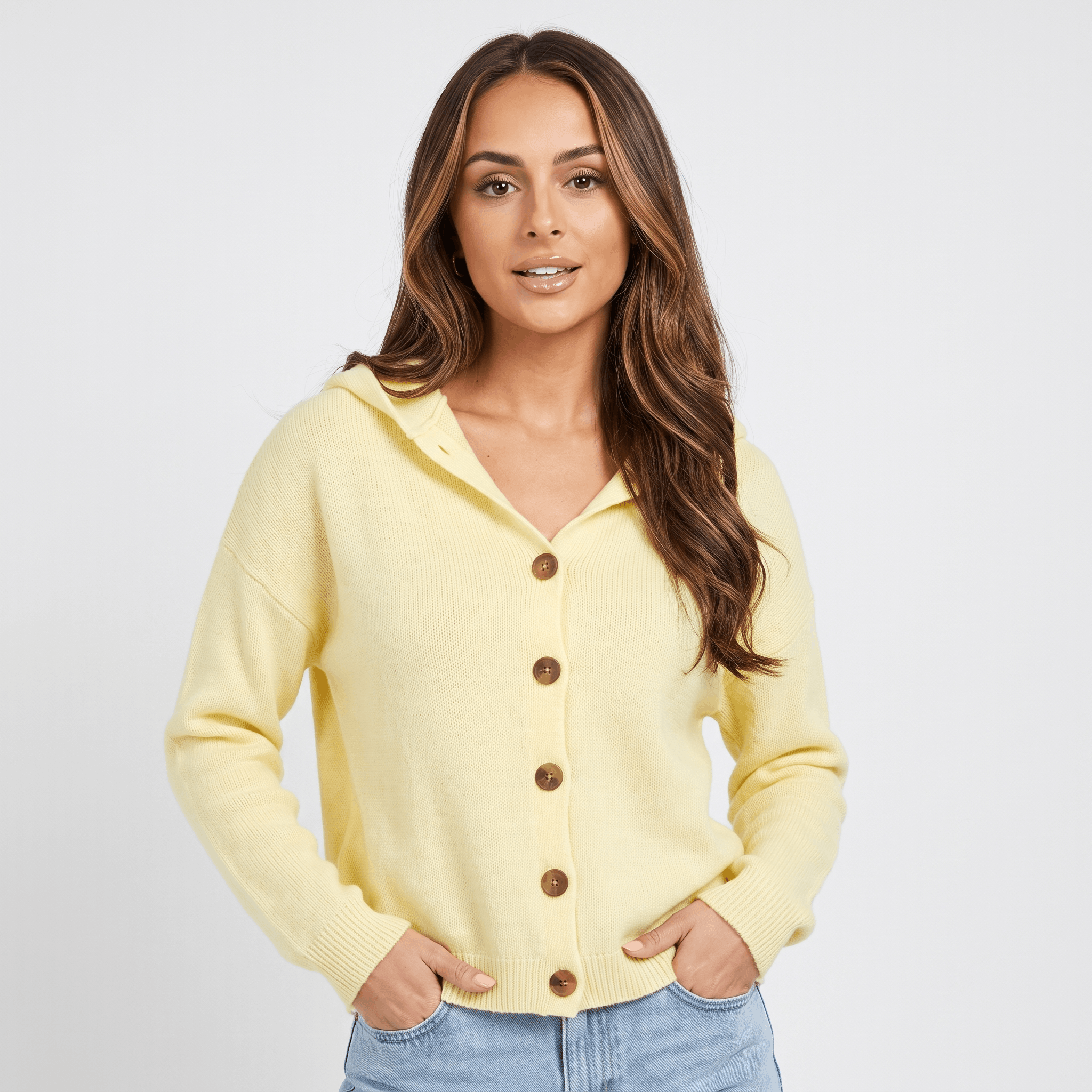 Grace Hooded Knit Cardigan – Button Front Cozy Layer