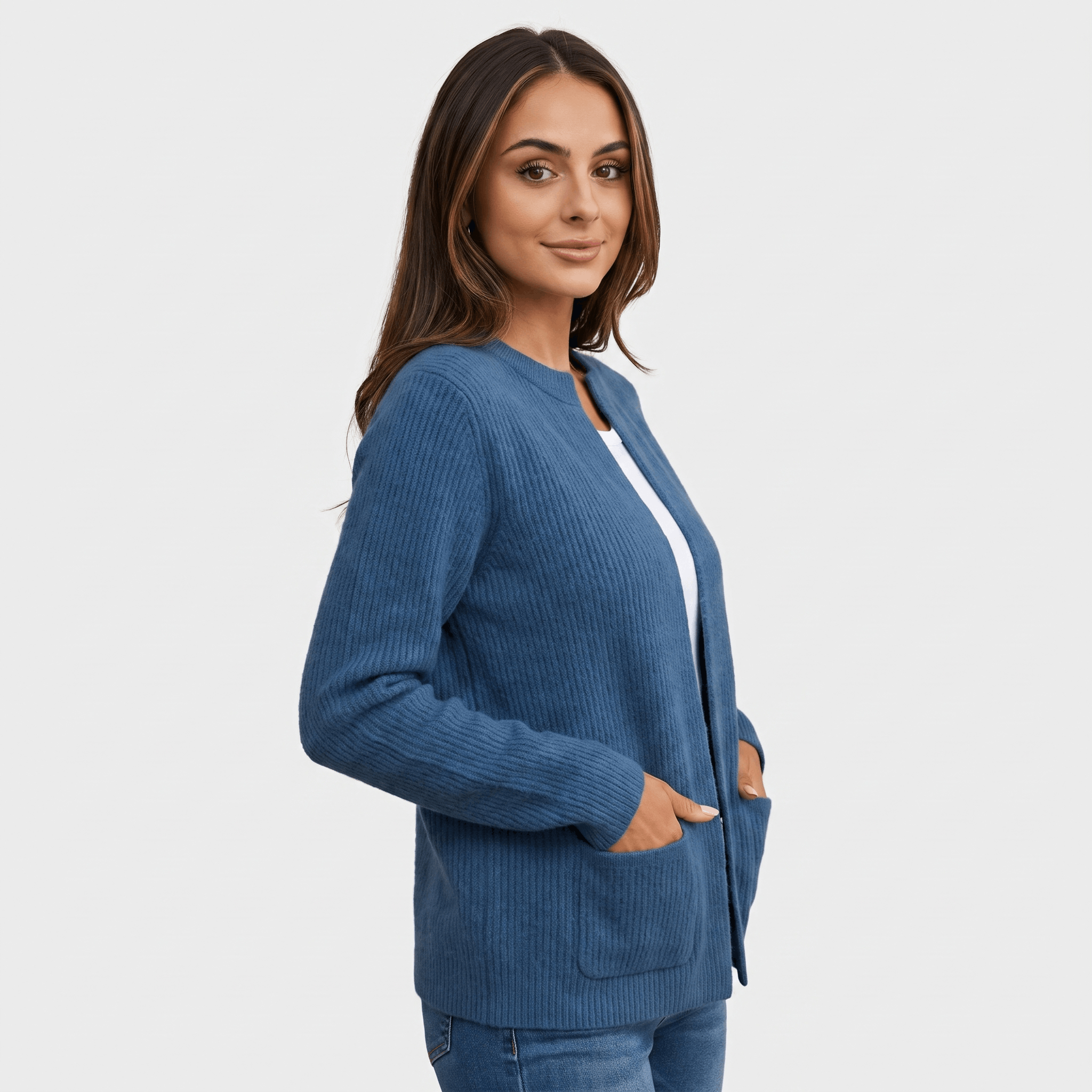 Sheena Zip Up Knit Cardigan – Pocket Front Cozy Layer
